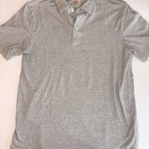 Faherty Gray Striped Polo Shirt - Picture 8 of 9